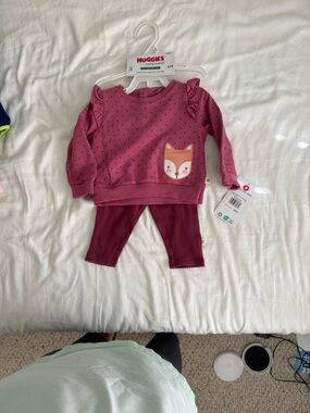 Huggies Babywear Girls' Dusty Rose Fox Sweatshirt & Leggings Set